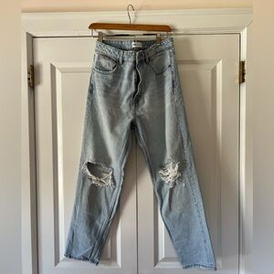 Zara Ladies Hi Rise Distressed Jeans